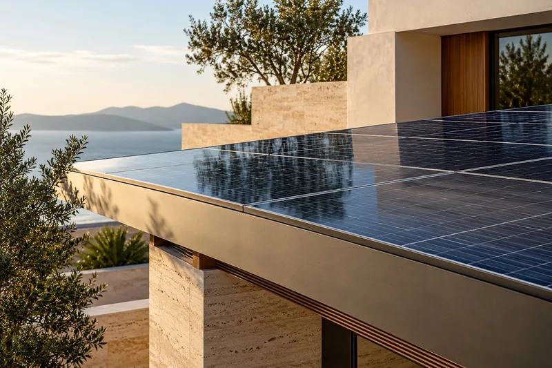 Imagen conceptual de un detalle arquitectónico de paneles solares
